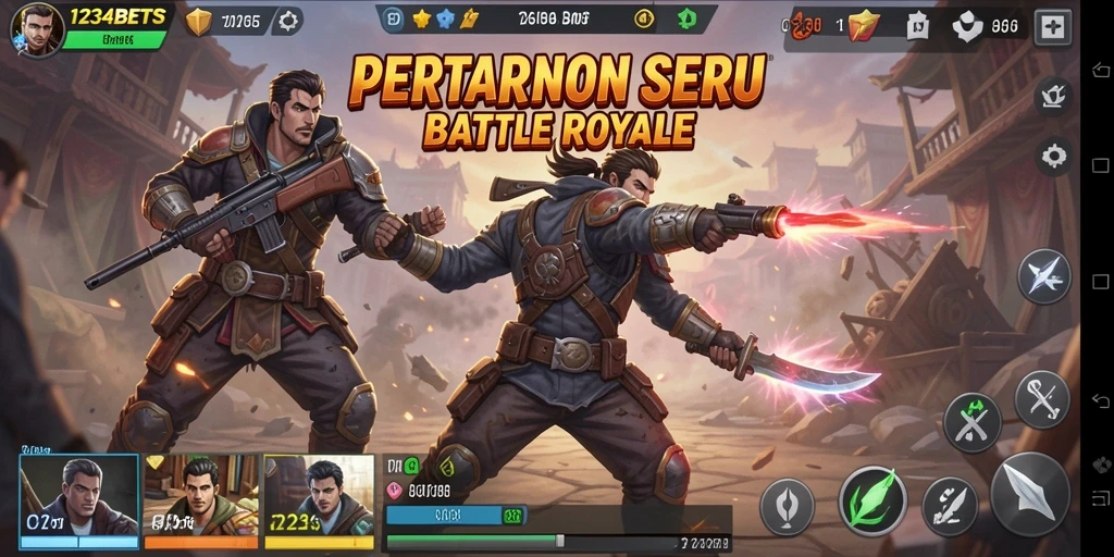 Screenshot gameplay seru 1234BETS dalam pertempuran Battle Royale.