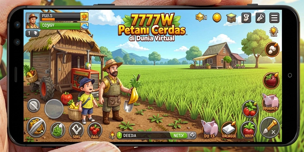 Screenshot dari gameplay <strong>7777W</strong> yang menunjukkan kebun yang subur.