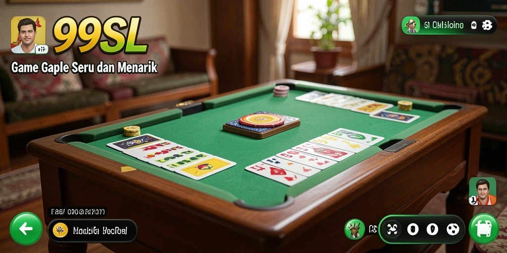 Tampilan gameplay seru dari 99SL saat bermain Gaple dengan teman-teman.