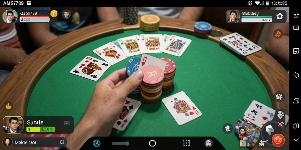 Tampilan utama AMS789 yang menunjukkan gameplay Gaple yang seru.