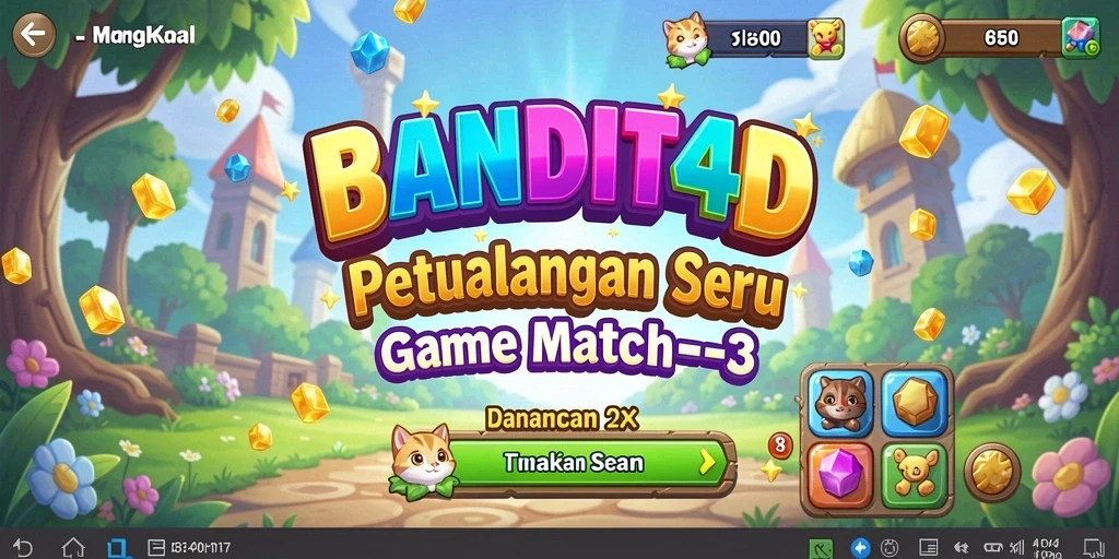 Tangkapan layar menunjukkan aksi seru game Match-3 di BANDIT4D.