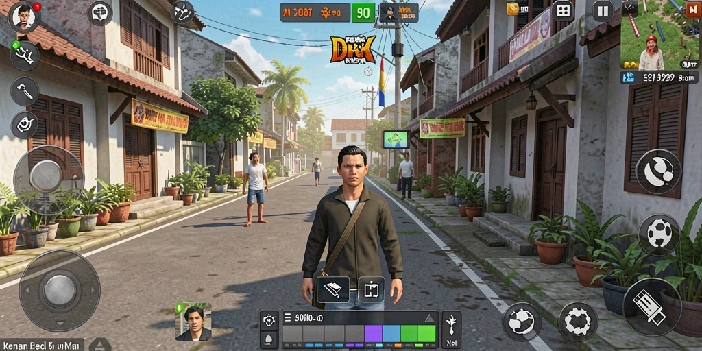 Screenshot DKK menampilkan karakter berinteraksi dalam gameplay simulasi.