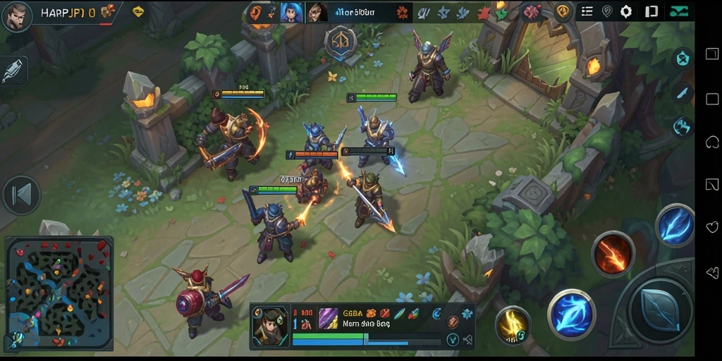 Screenshot utama HARAPJP menampilkan pertarungan seru di arena MOBA.