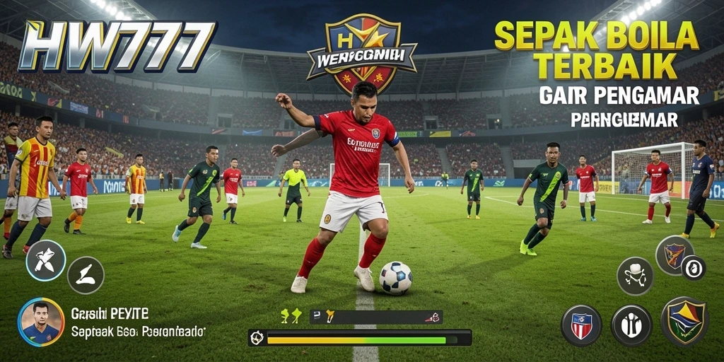 Cuplikan gameplay HW777 dengan aksi pertandingan sepak bola yang seru.