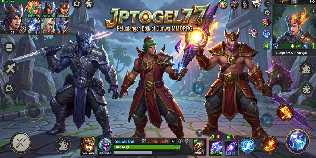 Screenshot gameplay JPTOGEL77 yang menunjukkan pertarungan epik antara pemain dan monster.