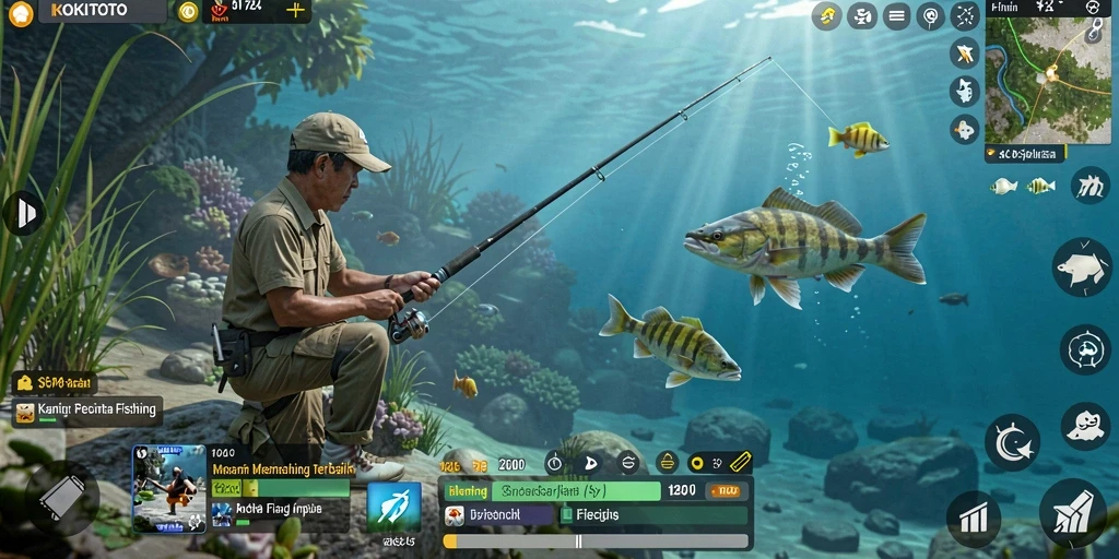 Tangkapan ikan yang sukses dalam gameplay KOKITOTO dengan grafis menawan.