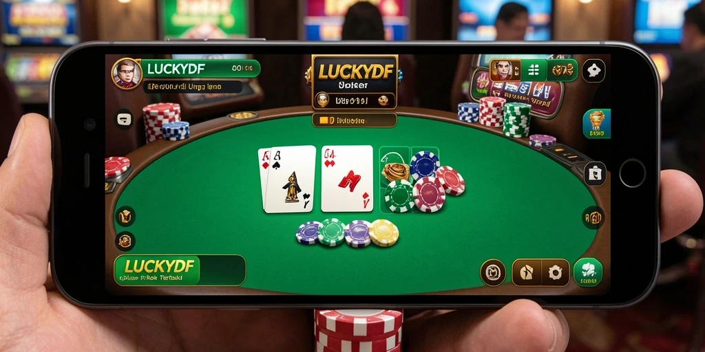 Tampilan permainan Poker yang mengasyikkan dalam LUCKYDF.