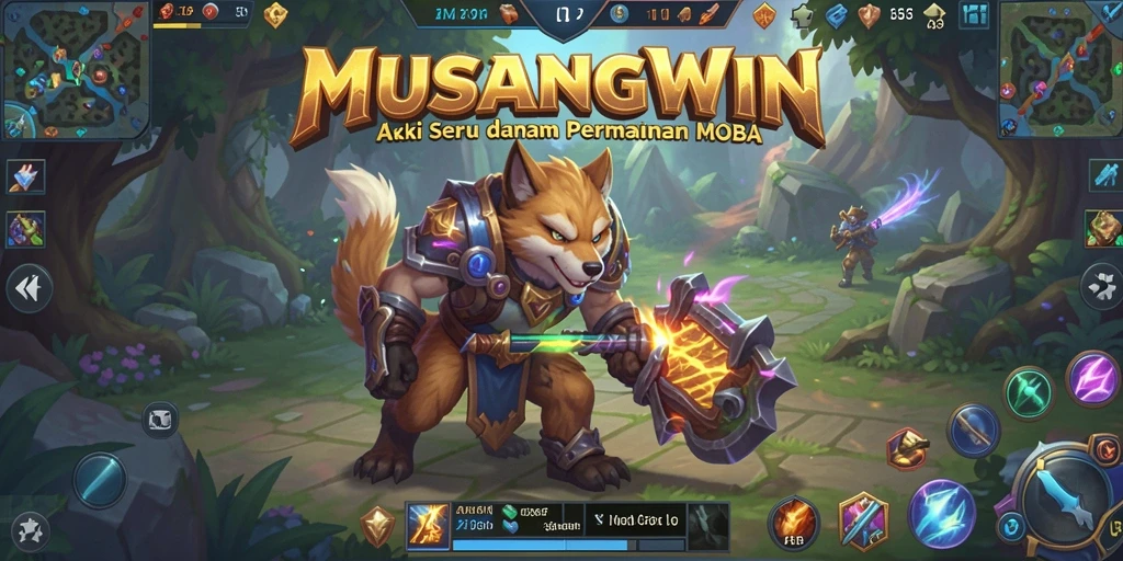 Gameplay seru di MUSANGWIN dengan strategi MOBA yang mendebarkan.