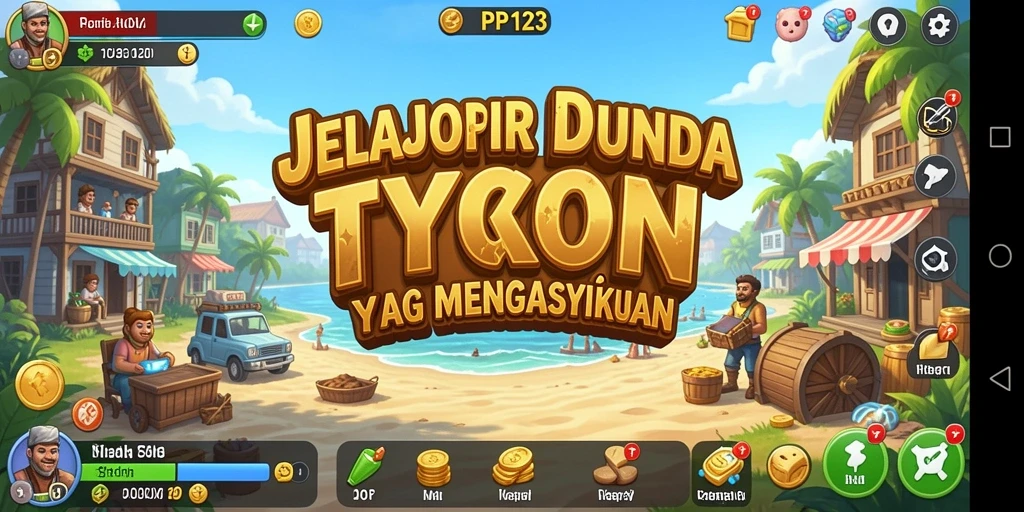 Screenshot utama PP123 menampilkan gameplay Tycoon yang seru dan interaktif.