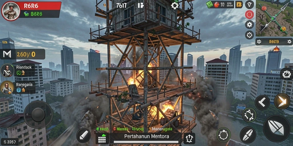 Screenshot utama R6R6 menampilkan aksi pertahanan menara yang seru.