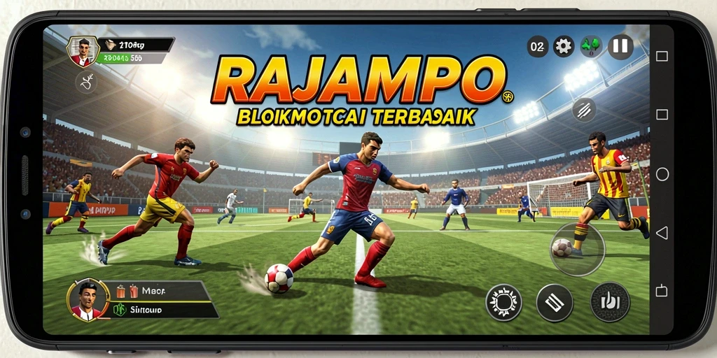 Screenshot RAJAMPO menampilkan aksi seru di lapangan olahraga.