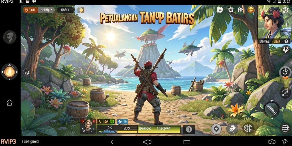Screenshot gameplay menunjukkan eksplorasi luas di dunia Open World.