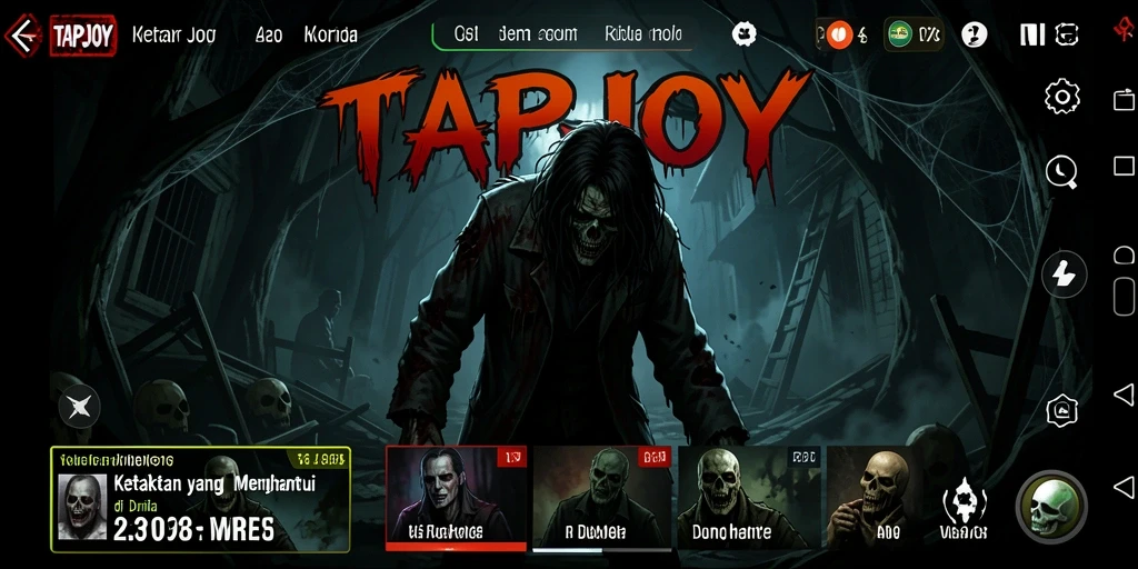 Screenshot TAPJOY menampilkan suasana gameplay Horror yang intens.